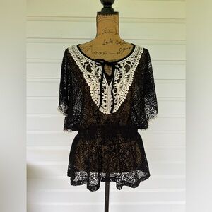 RAIN Women’s Black Lace Top, Size M